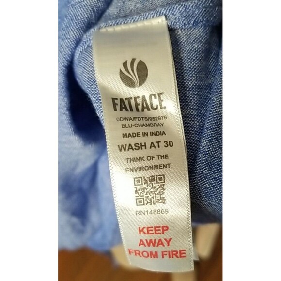 Fat Face UK Linen Blend Shirt Maxi Dress Blue Chambray Size 4 Button Front T40 - Picture 7 of 9